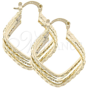 Oro Laminado Small Hoop, Gold Filled Style Twist Design, Diamond Cutting Finish, Golden Finish, 5.147.009