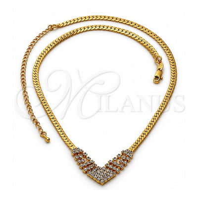 Oro Laminado Fancy Necklace, Gold Filled Style with White Cubic Zirconia, Polished, Golden Finish, 5.011.003 (0.50 Gauge, 04 MM Thickness, 20 Inches Length)