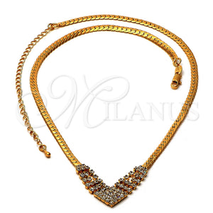 Oro Laminado Fancy Necklace, Gold Filled Style with White Cubic Zirconia, Polished, Golden Finish, 5.011.003 (0.50 Gauge, 04 MM Thickness, 20 Inches Length)