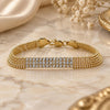 Oro Laminado Fancy Bracelet, Gold Filled Style with White Cubic Zirconia, Polished, Golden Finish, 5.011.010 (07 MM Thickness, 8 Inches Length)