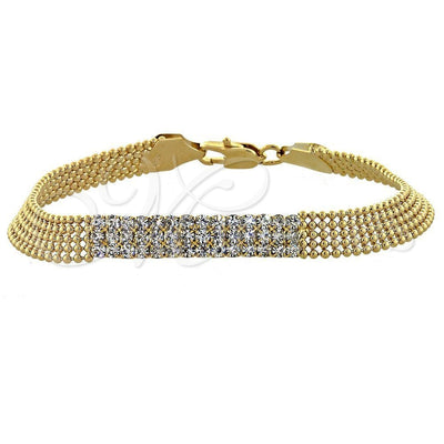 Oro Laminado Fancy Bracelet, Gold Filled Style with White Cubic Zirconia, Polished, Golden Finish, 5.011.010 for wholesale, main product view