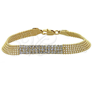 Oro Laminado Fancy Bracelet, Gold Filled Style with White Cubic Zirconia, Polished, Golden Finish, 5.011.010 (07 MM Thickness, 8 Inches Length)