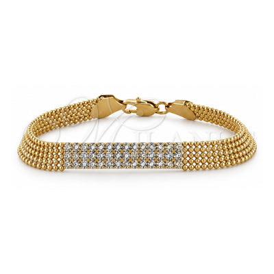Oro Laminado Fancy Bracelet, Gold Filled Style with White Cubic Zirconia, Polished, Golden Finish, 5.011.010 (07 MM Thickness, 8 Inches Length)