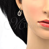 Oro Laminado Leverback Earring, Gold Filled Style Teardrop Design, with Amethyst and White Crystal, Polished, Golden Finish, 5.125.013