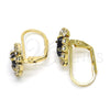 Oro Laminado Leverback Earring, Gold Filled Style Teardrop Design, with Amethyst and White Crystal, Polished, Golden Finish, 5.125.013
