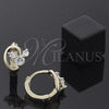 Oro Laminado Huggie Hoop, Gold Filled Style with White Cubic Zirconia, Polished, Golden Finish, 5.132.019