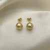 Oro Laminado Stud Earring, Gold Filled Style Ball Design, Polished, Golden Finish, 5.128.013