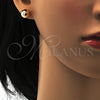 Oro Laminado Stud Earring, Gold Filled Style Ball and Hollow Design, Polished, Golden Finish, 5.128.013