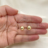 Oro Laminado Stud Earring, Gold Filled Style Ball and Hollow Design, Polished, Golden Finish, 5.128.013