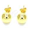 Oro Laminado Stud Earring, Gold Filled Style Ball and Hollow Design, Polished, Golden Finish, 5.128.013