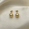 Oro Laminado Stud Earring, Gold Filled Style Ball and Hollow Design, Polished, Golden Finish, 5.128.013