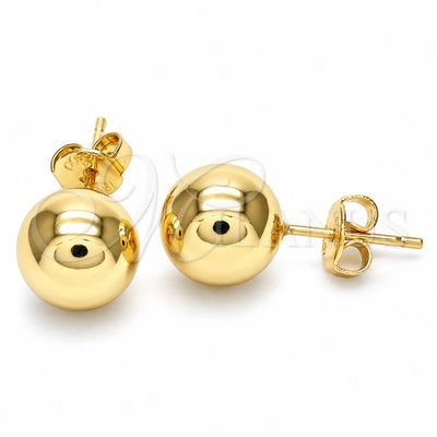 Oro Laminado Stud Earring, Gold Filled Style Ball and Hollow Design, Polished, Golden Finish, 5.128.013