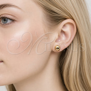Oro Laminado Stud Earring, Gold Filled Style Ball and Hollow Design, Polished, Golden Finish, 5.128.013