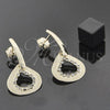 Oro Laminado Dangle Earring, Gold Filled Style Teardrop Design, with White Cubic Zirconia, Polished, Golden Finish, 095.001.1