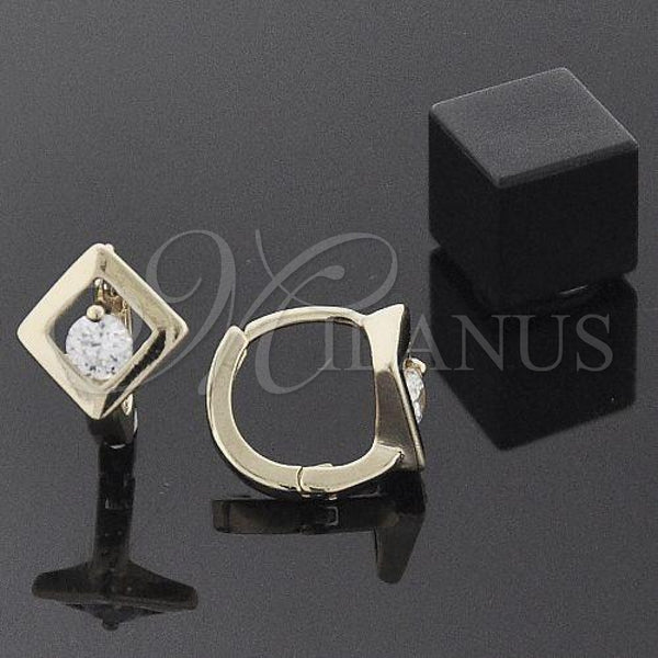 Oro Laminado Huggie Hoop, Gold Filled Style with White Cubic Zirconia, Polished, Golden Finish, 5.132.028