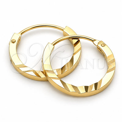 Oro Laminado Children Hoop, Gold Filled Style Diamond Cutting Finish, Golden Finish, 5.159.103