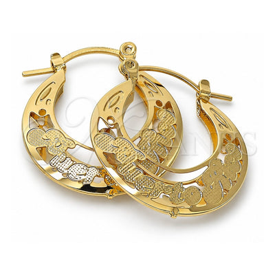 Oro Laminado Medium Hoop, Gold Filled Style Diamond Cutting Finish, Golden Finish, 02.30.0035