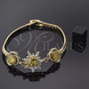 Oro Laminado Fancy Bracelet, Gold Filled Style Flower Design, with Golden and White Cubic Zirconia, Diamond Cutting Finish, Golden Finish, 27.006 (7 Inches Length)