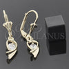 Oro Laminado Dangle Earring, Gold Filled Style Fish Design, with White Cubic Zirconia, Polished, Golden Finish, 5.029.014