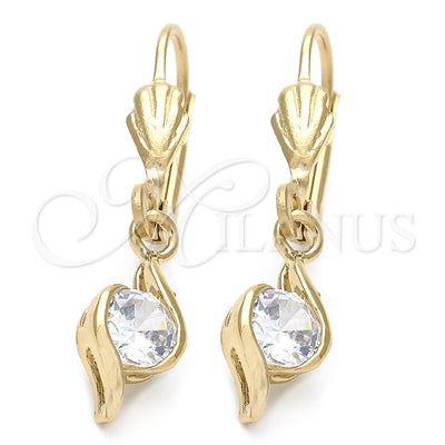 Oro Laminado Dangle Earring, Gold Filled Style with White Cubic Zirconia, Polished, Golden Finish, 5.083.012 for wholesale, main product view