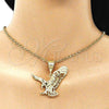 Oro Laminado Fancy Pendant, Gold Filled Style Eagle Design, Diamond Cutting Finish, Golden Finish, 5.180.002