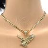 Oro Laminado Fancy Pendant, Gold Filled Style Eagle Design, Diamond Cutting Finish, Golden Finish, 5.180.002