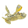 Oro Laminado Fancy Pendant, Gold Filled Style Eagle Design, Diamond Cutting Finish, Golden Finish, 5.180.002
