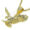 Oro Laminado Fancy Pendant, Gold Filled Style Eagle Design, Diamond Cutting Finish, Golden Finish, 5.180.002