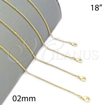 Oro Laminado Basic Necklace, Gold Filled Style Rolo Design, Polished, Golden Finish, 5.223.023.2.18 (0.50 for wholesale, main product view