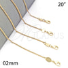 Oro Laminado Basic Necklace, Gold Filled Style Rolo Design, Polished, Golden Finish, 5.223.023.20 (0.50 Gauge, 02 MM Thickness, 20 Inches Length)