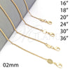 Oro Laminado Basic Necklace, Gold Filled Style Rolo Design, Polished, Golden Finish, 5.223.023.20 (0.50 Gauge, 02 MM Thickness, 20 Inches Length)