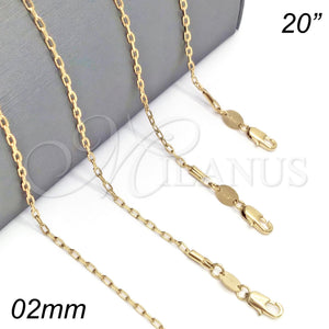 Oro Laminado Basic Necklace, Gold Filled Style Rolo Design, Polished, Golden Finish, 5.223.022.20 (0.60 Gauge, 02 MM Thickness, 20 Inches Length)
