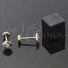 Oro Laminado Stud Earring, Gold Filled Style Flower Design, Multicolor Enamel Finish, Golden Finish, 5.126.085