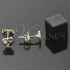 Oro Laminado Stud Earring, Gold Filled Style Heart Design, Enamel Finish, Golden Finish, 5.126.087 *PROMO*