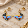 Oro Laminado Dangle Earring, Gold Filled Style Stroller Design, Blue Enamel Finish, Golden Finish, 02.32.0267 *PROMO*