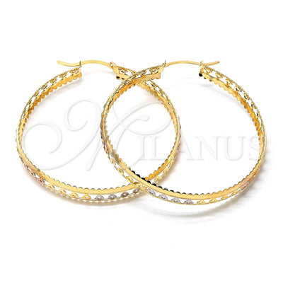 Oro Laminado Large Hoop, Gold Filled Style Polished, Tricolor, 02.32.0280 for wholesale, main product view