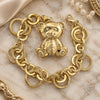 Oro Laminado Charm Bracelet, Gold Filled Style Teddy Bear Design, Polished, Golden Finish, 5.005.005 (19 MM Thickness, 8 Inches Length)