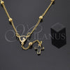 Oro Laminado Medium Rosary, Gold Filled Style Virgen Maria and Cross Design, Enamel Finish, Golden Finish, 5.212.010.16