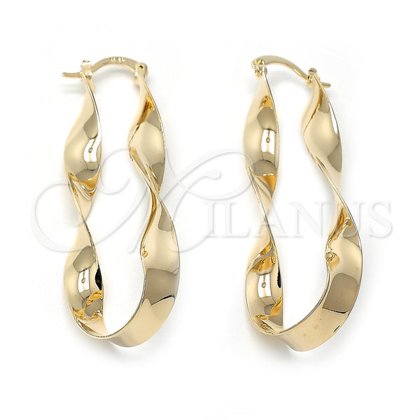 Oro Laminado Large Hoop, Gold Filled Style Twist Design, Polished, Golden Finish, 5.158.007