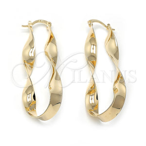 Oro Laminado Large Hoop, Gold Filled Style Twist Design, Polished, Golden Finish, 5.158.007