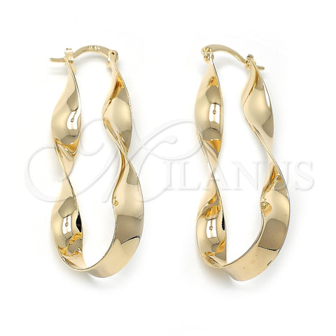 Oro Laminado Large Hoop, Gold Filled Style Twist Design, Polished, Golden Finish, 5.158.007