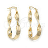 Oro Laminado Large Hoop, Gold Filled Style Twist Design, Polished, Golden Finish, 5.158.007