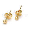Oro Laminado Stud Earring, Gold Filled Style Ball Design, Polished, Golden Finish, 5.128.007