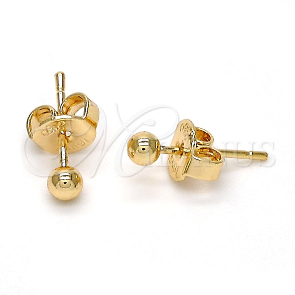 Oro Laminado Stud Earring, Gold Filled Style Ball Design, Polished, Golden Finish, 5.128.007