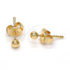 Oro Laminado Stud Earring, Gold Filled Style Ball Design, Polished, Golden Finish, 5.128.007