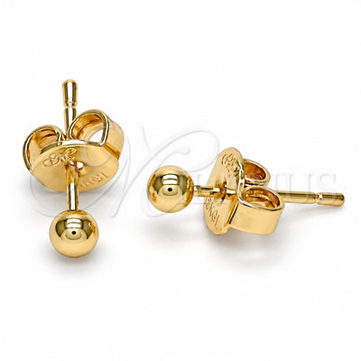 Oro Laminado Stud Earring, Gold Filled Style Ball Design, Polished, Golden Finish, 5.128.007