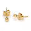 Oro Laminado Stud Earring, Gold Filled Style Ball Design, Polished, Golden Finish, 5.128.007