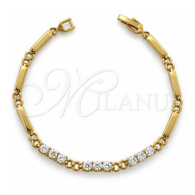 Oro Laminado Tennis Bracelet, Gold Filled Style with White Cubic Zirconia, Polished, Golden Finish, 03.63.0218 (05 MM Thickness, 7 Inches Length)