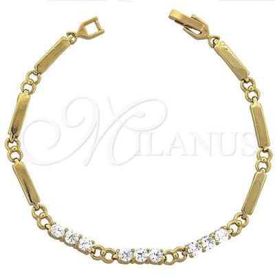 Oro Laminado Tennis Bracelet, Gold Filled Style with White Cubic Zirconia, Polished, Golden Finish, 03.63.0218 for wholesale, main product view