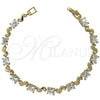 Oro Laminado Tennis Bracelet, Gold Filled Style with White Cubic Zirconia, Polished, Golden Finish, 5.027.003 (05 MM Thickness, 7 Inches Length)